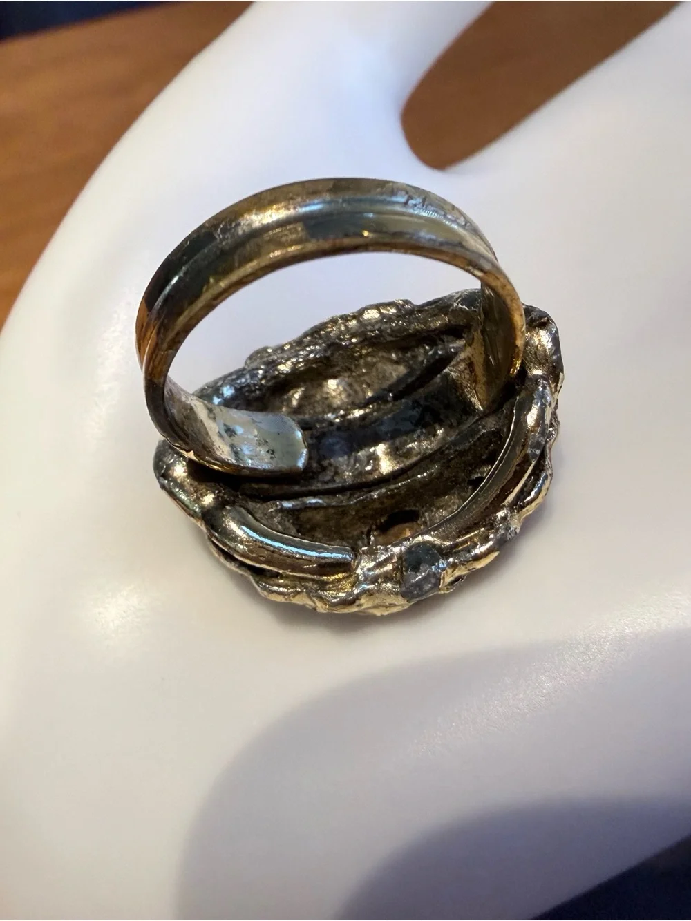 Vintage Ruby color Rhinestone Dome Cocktail Ring (Size 7)